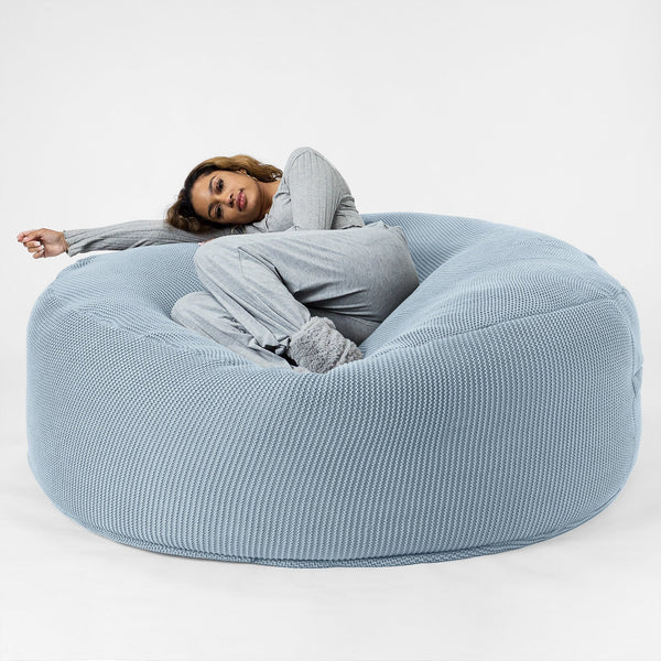 LOUNGE PUG - Pouf Sacco Gigante XXXL 'Mega Mammut' - Ellos Lavorato a Maglia Blu nebbioso