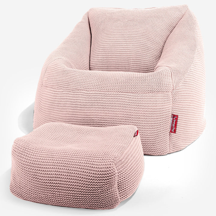 Lounge Pug - Ellos Lavorato a Maglia - Poltrona a Sacco Nautilus - Poltrona Sacco - Rosa baby