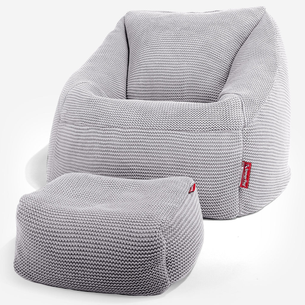 Lounge Pug - Ellos Lavorato a Maglia - Poltrona a Sacco Nautilus - Poltrona Sacco - Grigio chiaro