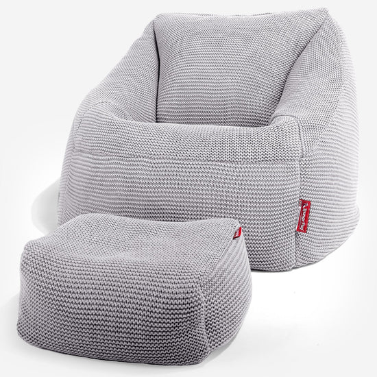 Lounge Pug - Ellos Lavorato a Maglia - Poltrona a Sacco Nautilus - Poltrona Sacco - Grigio chiaro