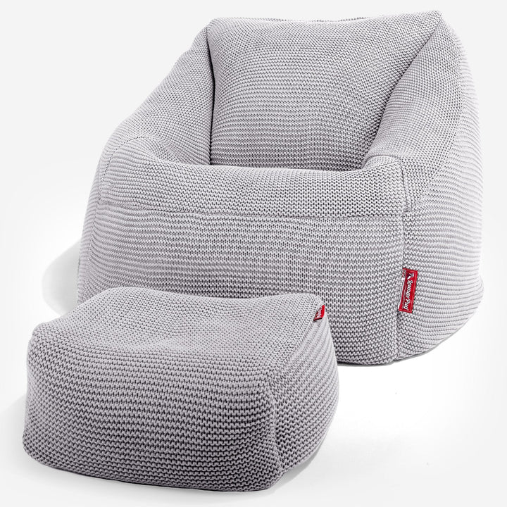Lounge Pug - Ellos Lavorato a Maglia - Poltrona a Sacco Nautilus - Poltrona Sacco - Grigio chiaro
