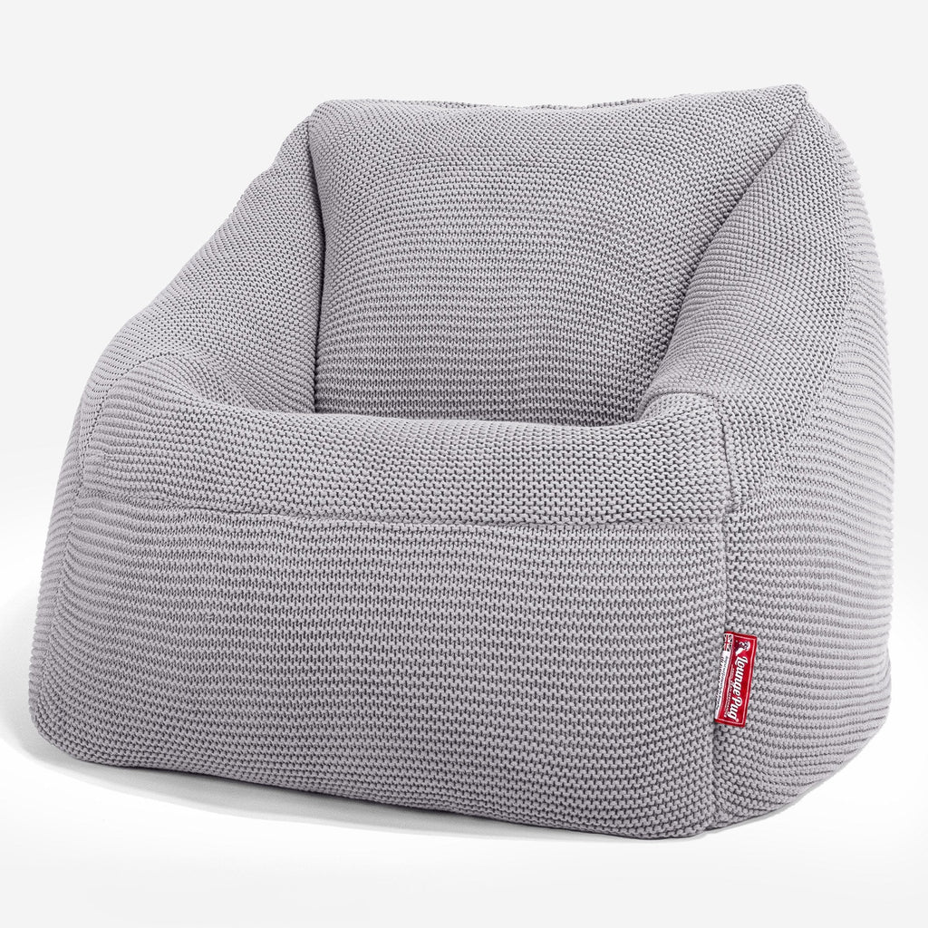 Lounge Pug - Ellos Lavorato a Maglia - Poltrona a Sacco Nautilus - Poltrona Sacco - Grigio chiaro