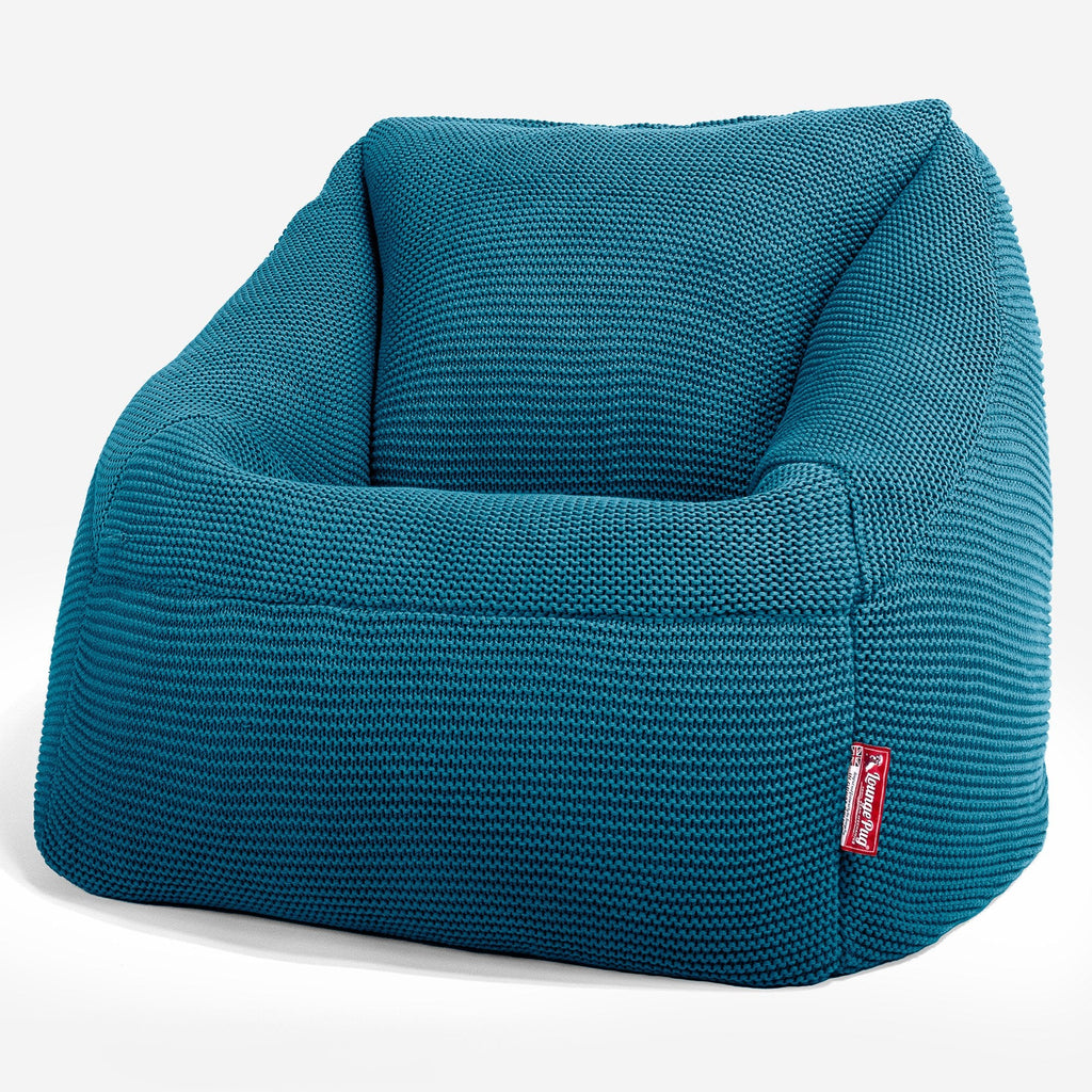 Lounge Pug - Ellos Lavorato a Maglia - Poltrona a Sacco Nautilus - Poltrona Sacco - Blu petrolio