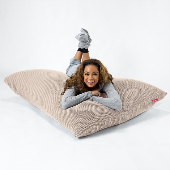 LOUNGE PUG - Cuscino Pouf Sacco XL - Ellos Lavorato a Maglia Panna