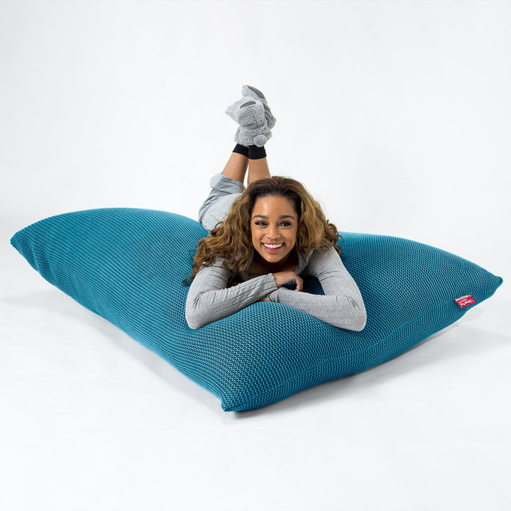 LOUNGE PUG - Cuscino Pouf Sacco XL - Ellos Lavorato a Maglia Blu petrolio