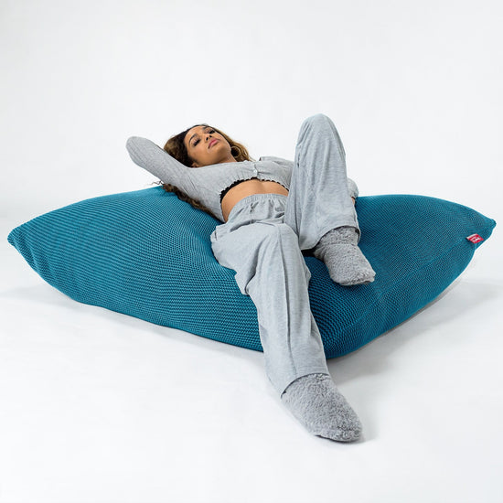 LOUNGE PUG - Cuscino Pouf Sacco XL - Ellos Lavorato a Maglia Blu petrolio