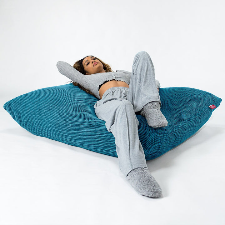 LOUNGE PUG - Cuscino Pouf Sacco XL - Ellos Lavorato a Maglia Blu petrolio