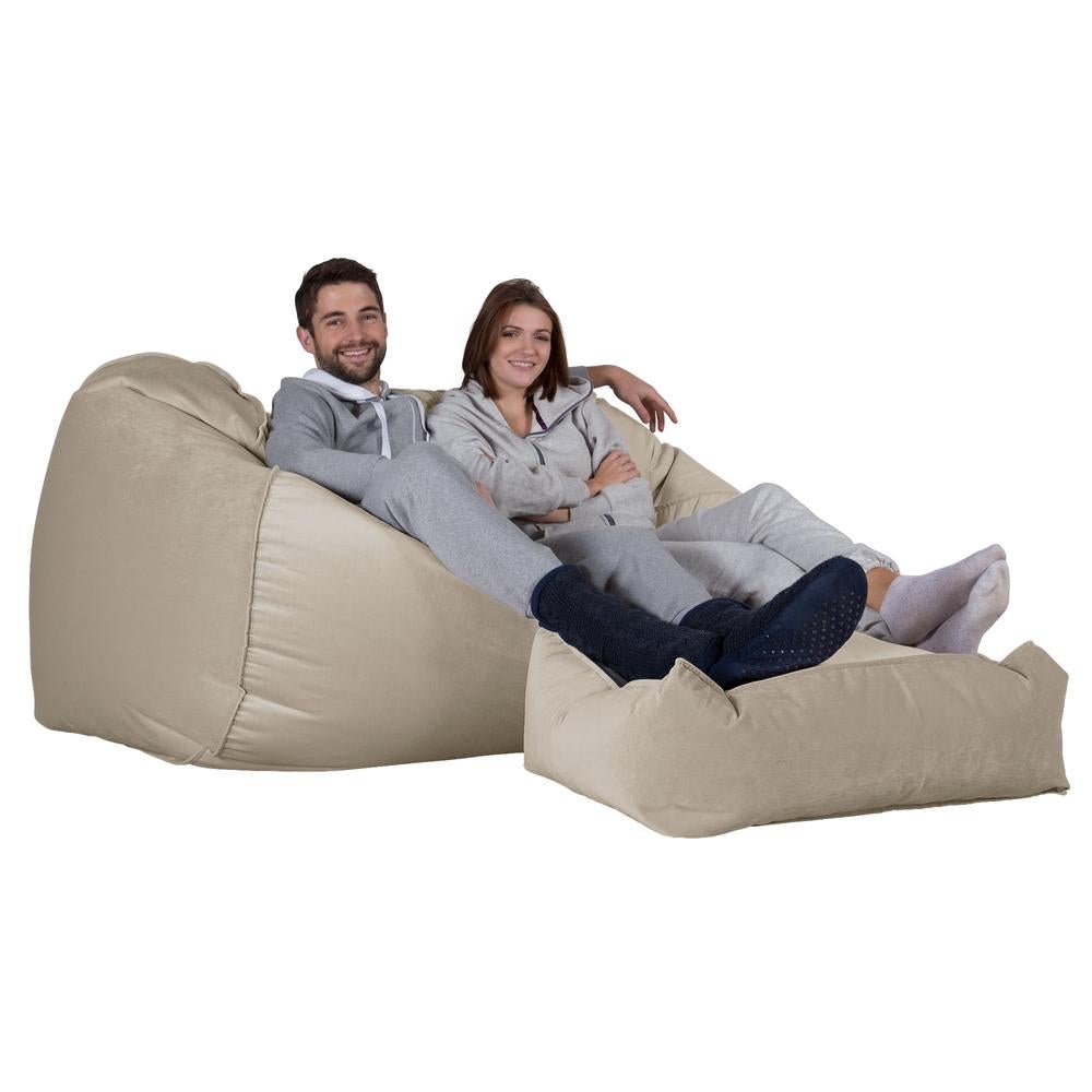 LOUNGE PUG, Pouf Divano Gigante, Velluto - Visone
