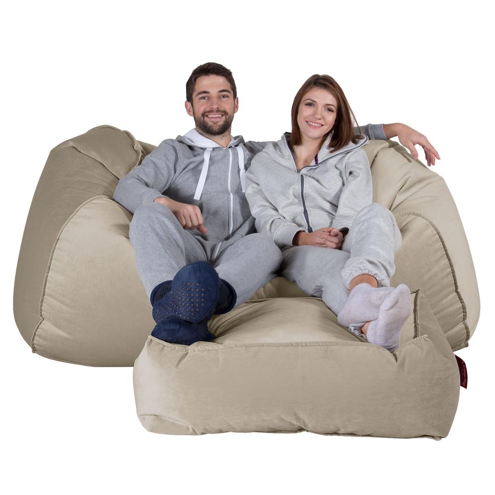 LOUNGE PUG, Pouf Divano Gigante, Velluto - Visone