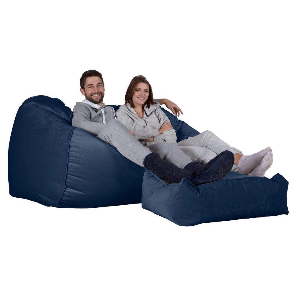 LOUNGE PUG, Pouf Divano Gigante, Velluto - Navy