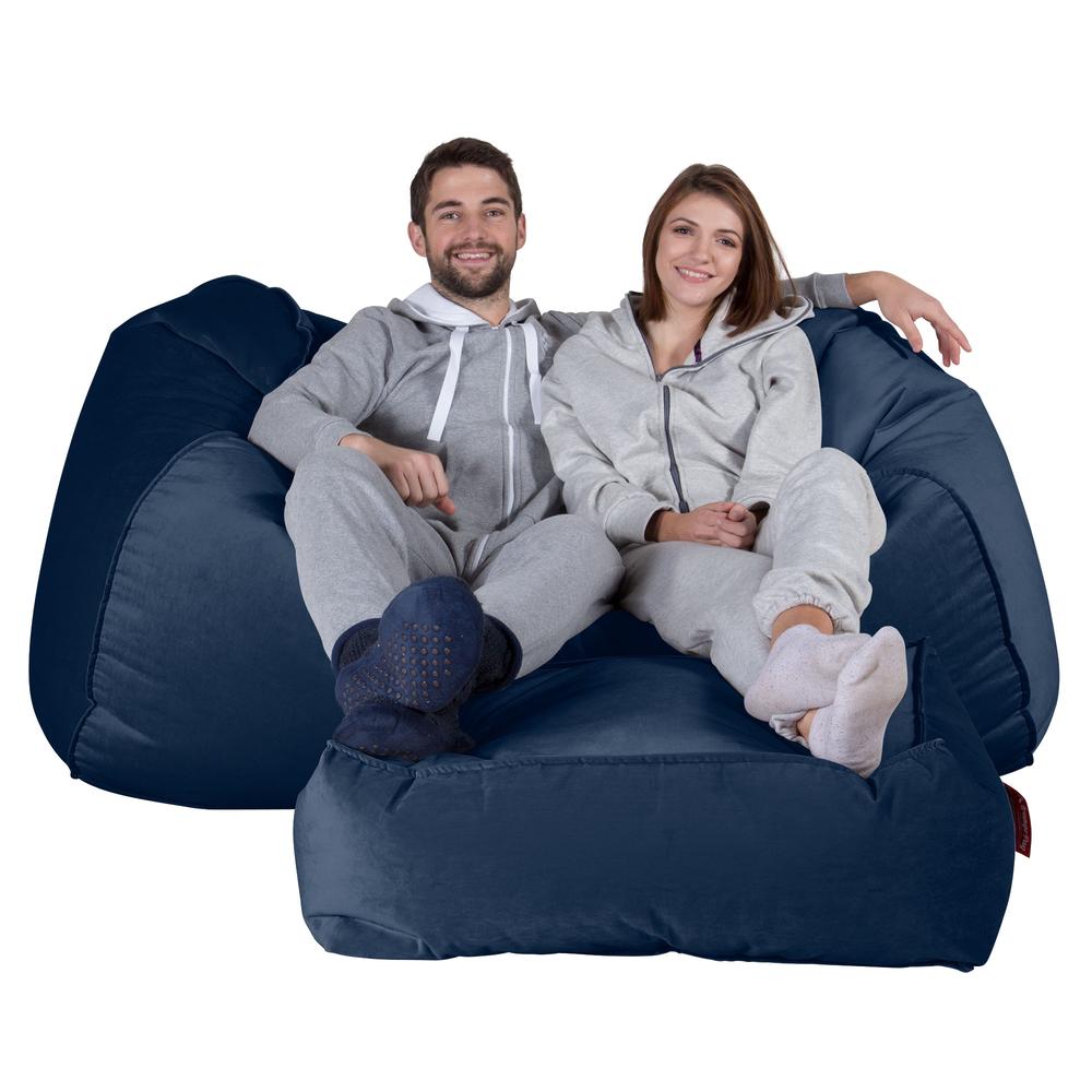 LOUNGE PUG, Pouf Divano Gigante, Velluto - Navy
