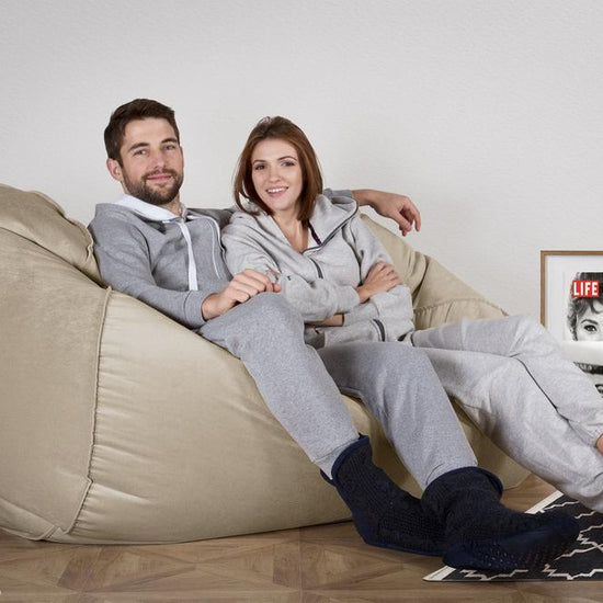 LOUNGE PUG, Pouf Divano Gigante, Velluto - Visone