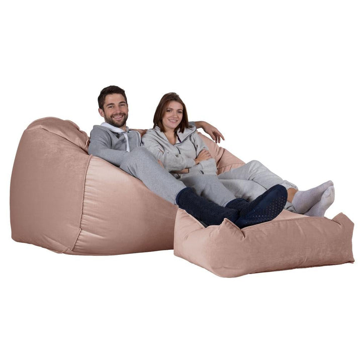 LOUNGE PUG, Pouf Divano Gigante, Velluto - Rosa