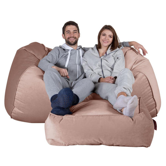 LOUNGE PUG, Pouf Divano Gigante, Velluto - Rosa