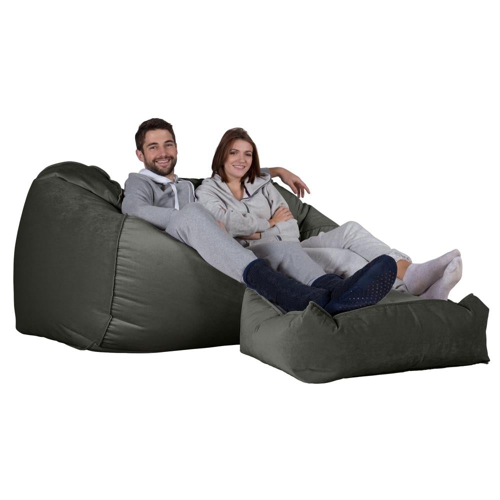 LOUNGE PUG, Pouf Divano Gigante, Velluto - Grafite