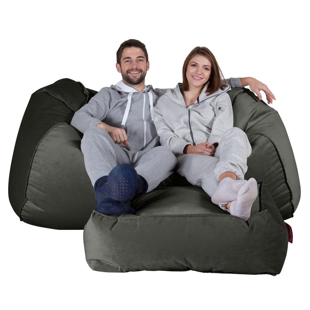 LOUNGE PUG, Pouf Divano Gigante, Velluto - Grafite