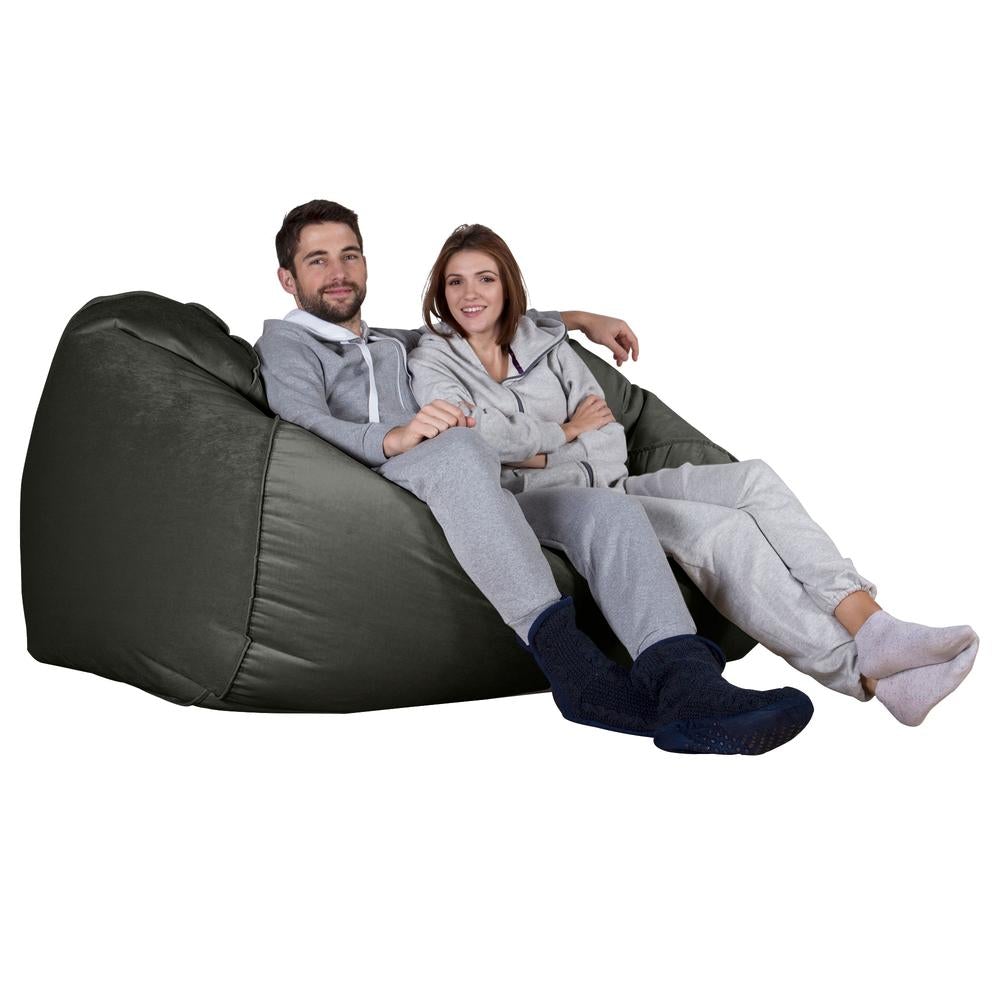 LOUNGE PUG, Pouf Divano Gigante, Velluto - Grafite