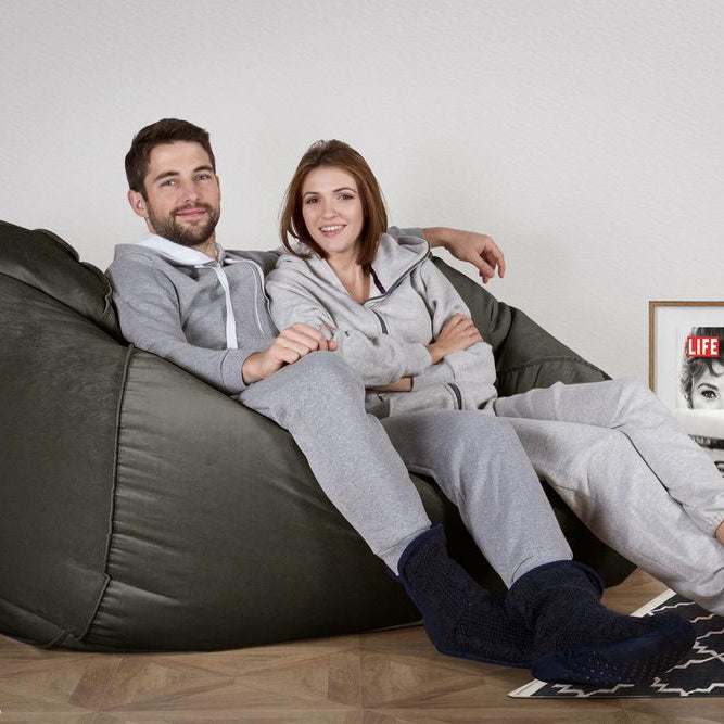 LOUNGE PUG, Pouf Divano Gigante, Velluto - Grafite