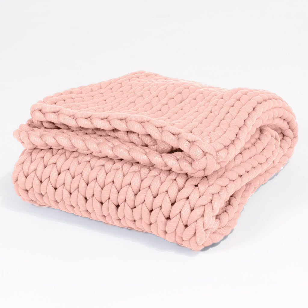Lounge Pug - Coperta Ponderata per Adulti - Calmante per l'ansia - Lavorazione a maglia grossa Rosa Antico - 5 KG 135 x 150 cm