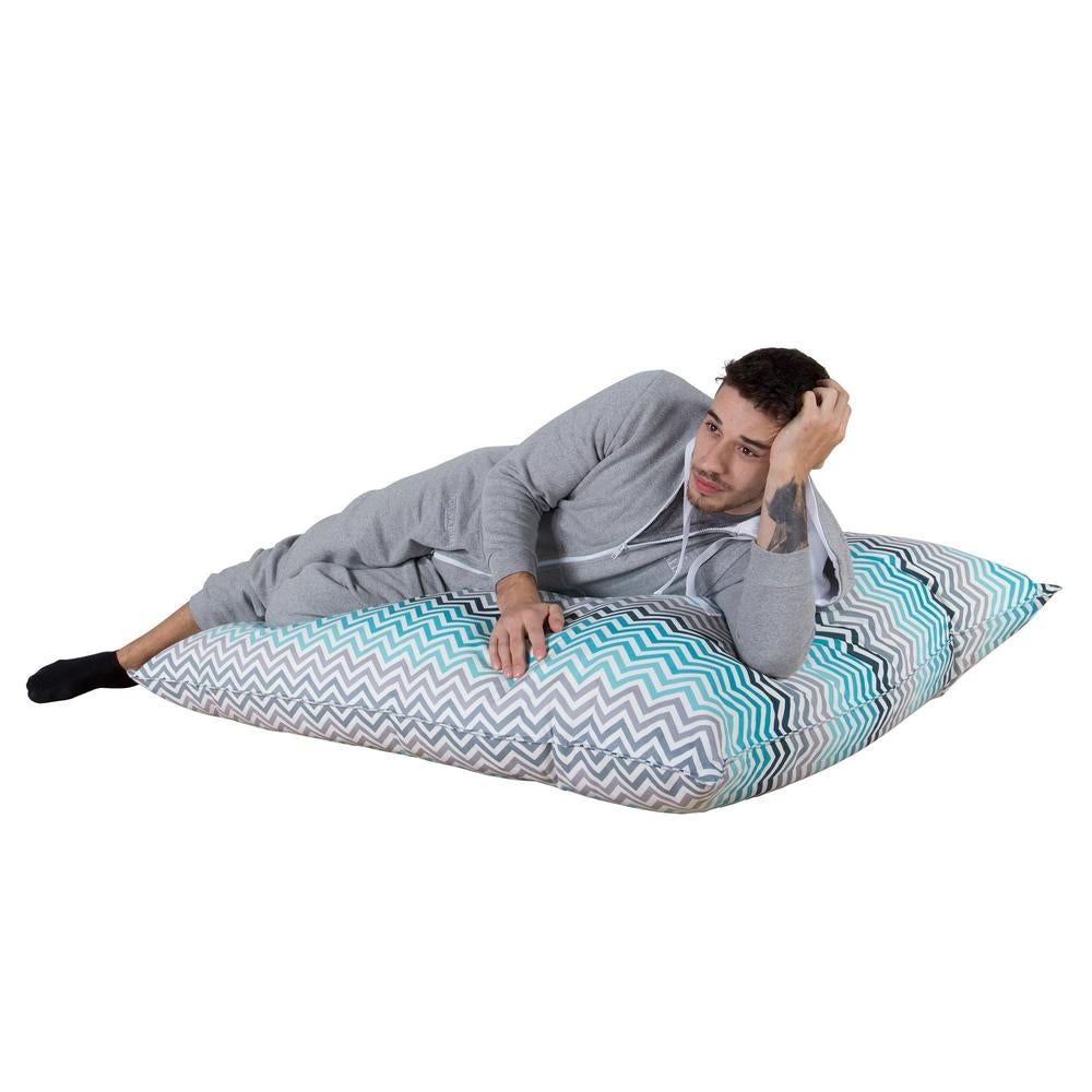 LOUNGE PUG - Cuscino Pouf Sacco XL - Stampa Geometrica Chevron  Alzavola
