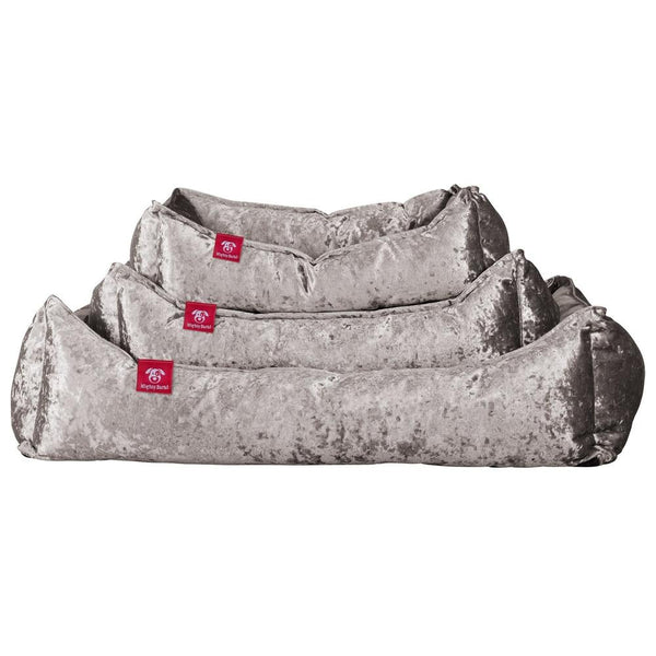 "Il Nido Da Mighty-Bark" - Letto Per Cani, Ortopedico, Memory Foam | Cani divano | Cani letto | Cuscino Per Cani | Cani Lounge - Velluto Vintage Argento
