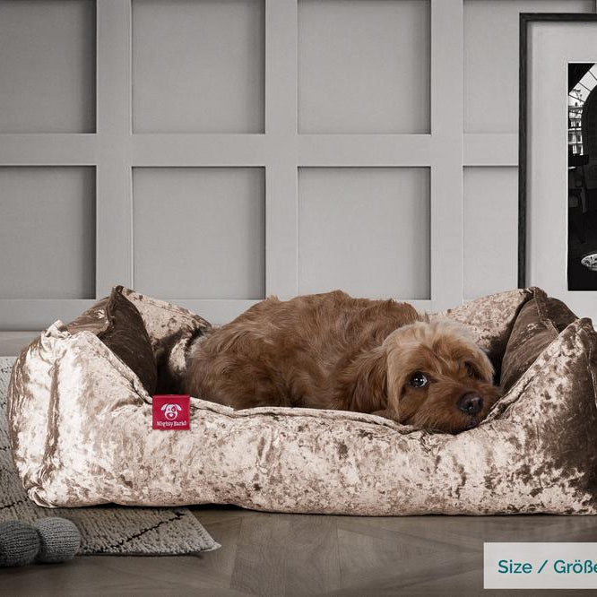"Il Nido Da Mighty-Bark" - Letto Per Cani, Ortopedico, Memory Foam | Cani divano | Cani letto | Cuscino Per Cani | Cani Lounge - Velluto Vintage Tartufo