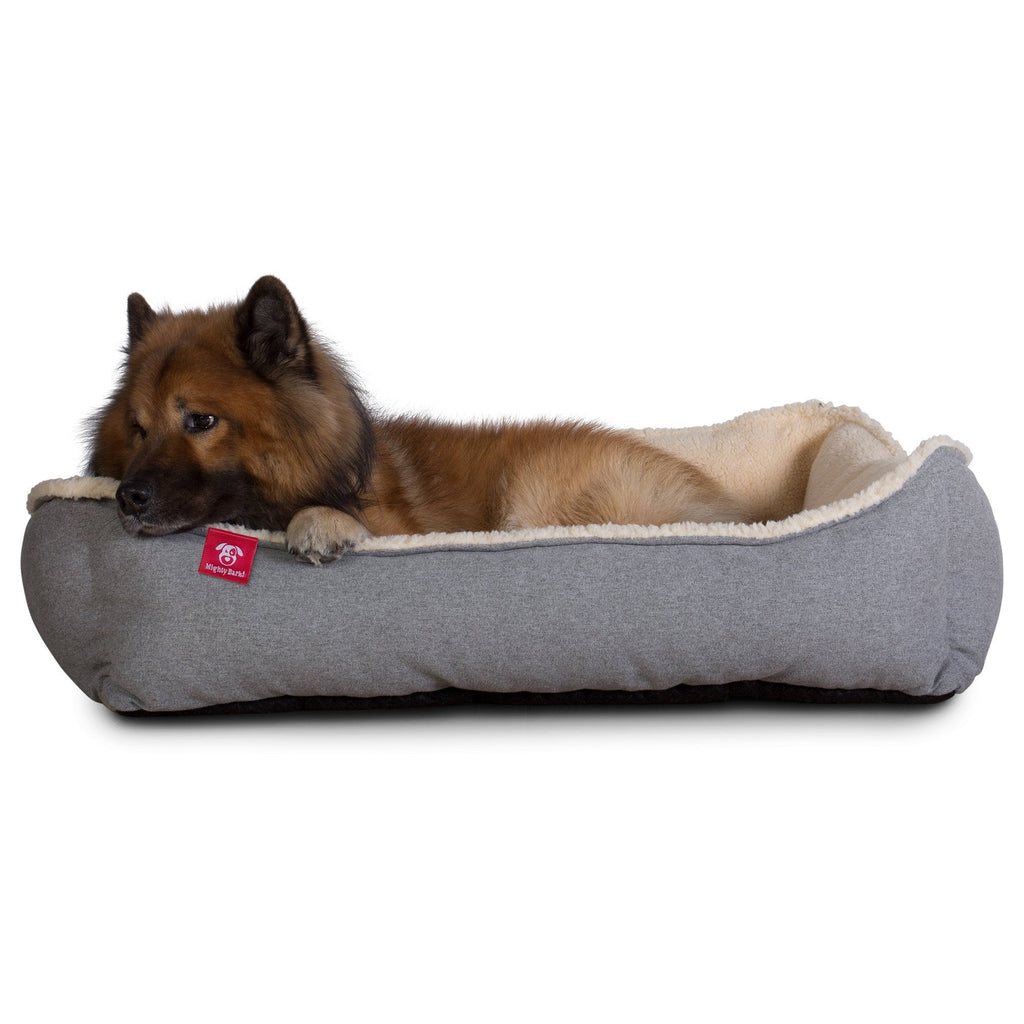 "Il Nido Da Mighty-Bark" - Letto Per Cani, Ortopedico, Memory Foam | Cani divano | Cani letto | Cuscino Per Cani | Cani Lounge - Tessuto in lana Interalli Grigio