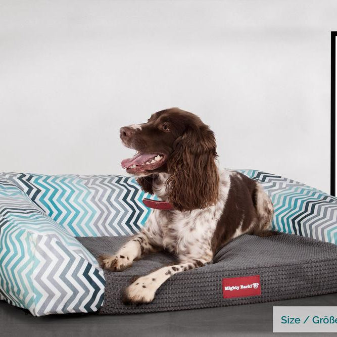 "Il Sofá Da Mighty-Bark" - Divani Per Cani, Ortopedico, Memory Foam | Cani Divano | Cani Letto | Cuscino Per Cani | Cani Lounge - Stampa Geometrica Chevron Alzavola