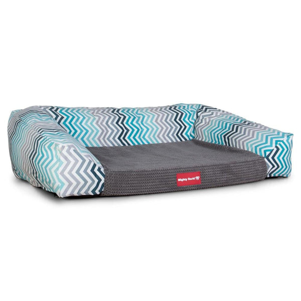 "Il Sofá Da Mighty-Bark" - Divani Per Cani, Ortopedico, Memory Foam | Cani Divano | Cani Letto | Cuscino Per Cani | Cani Lounge - Stampa Geometrica Chevron Alzavola