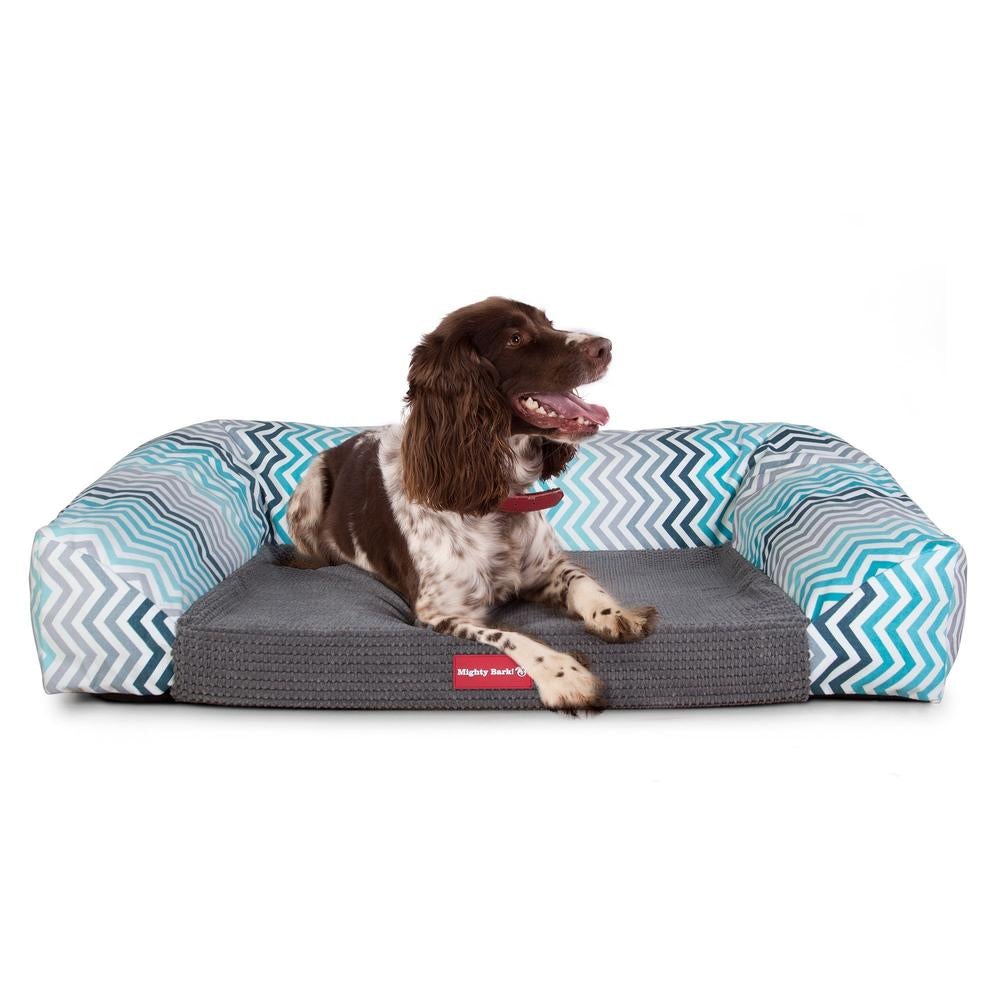 "Il Sofá Da Mighty-Bark" - Divani Per Cani, Ortopedico, Memory Foam | Cani Divano | Cani Letto | Cuscino Per Cani | Cani Lounge - Stampa Geometrica Chevron Alzavola
