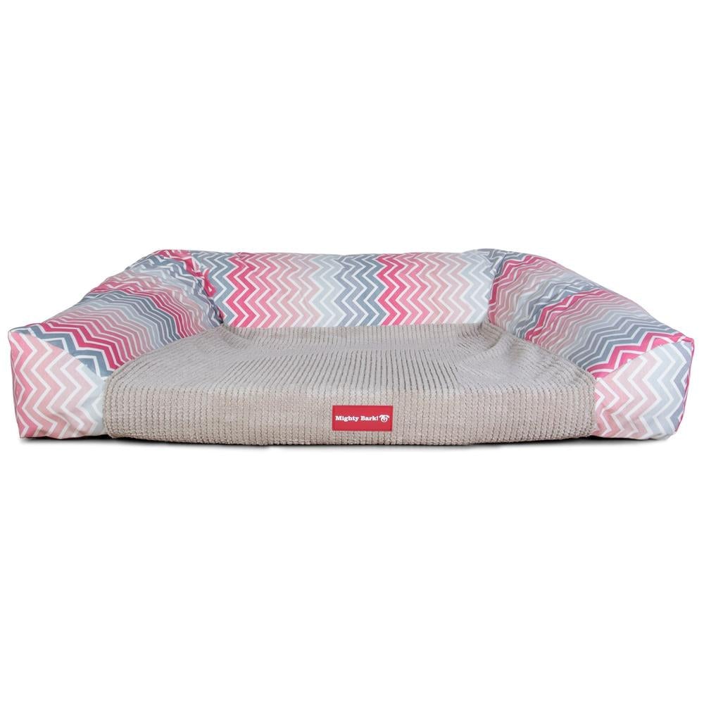 "Il Sofá Da Mighty-Bark" - Divani Per Cani, Ortopedico, Memory Foam | Cani Divano | Cani Letto | Cuscino Per Cani | Cani Lounge - Stampa Geometrica Chevron Rosa