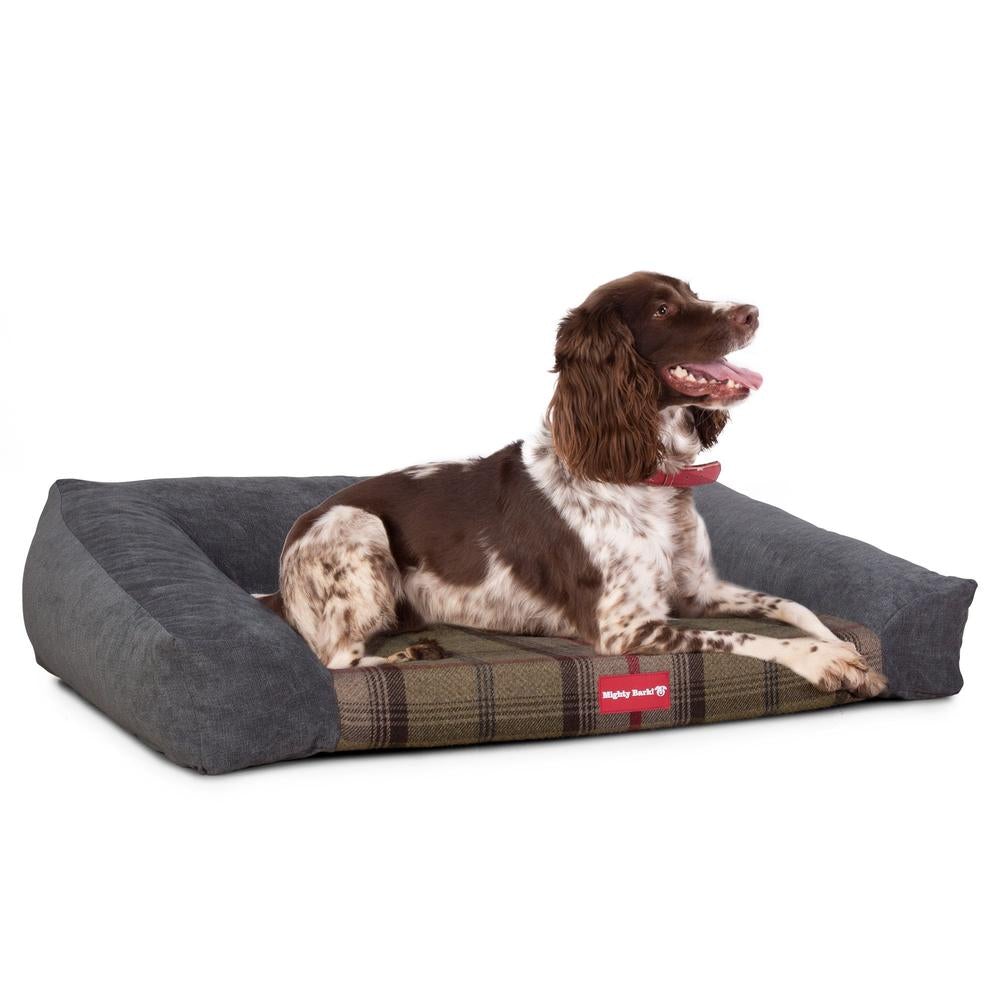 "Il Sofá Da Mighty-Bark" - Divani Per Cani, Ortopedico, Memory Foam | Cani Divano | Cani Letto | Cuscino Per Cani | Cani Lounge - Tessuto Scozzese Cacciatore