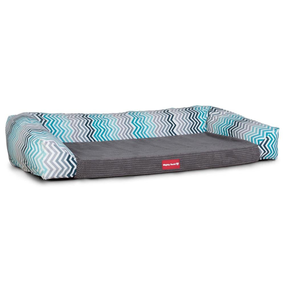 "Il Sofá Da Mighty-Bark" - Divani Per Cani, Ortopedico, Memory Foam | Cani Divano | Cani Letto | Cuscino Per Cani | Cani Lounge - Stampa Geometrica Chevron Alzavola