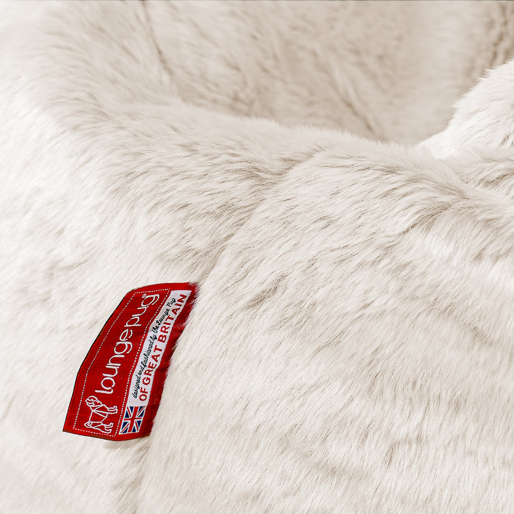 Cuscino Pouf Sacco XL - Eco-pelliccia di Coniglio Bianco 05