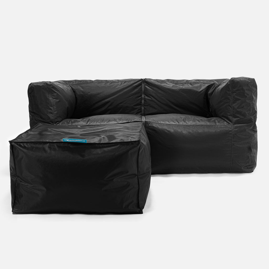 SmartCanvas™ Pouf Divano da Esterno 2 pezzi - Nero 02