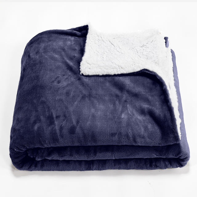 Coperta Sherpa - Pile Sherpa di Flanella Blu scuro 01