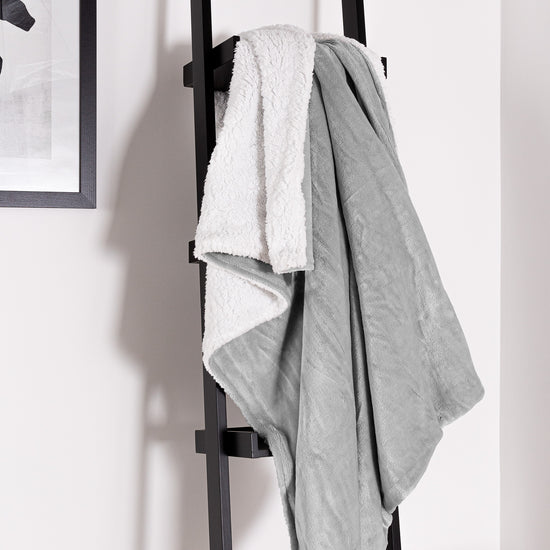Coperta Sherpa - Pile Sherpa di Flanella Grigio Chiaro 05