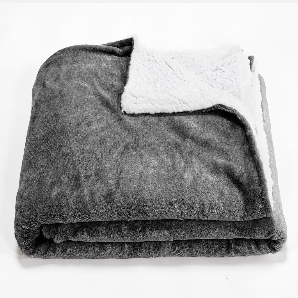 Coperta Sherpa - Pile Sherpa di Flanella Grigio 01