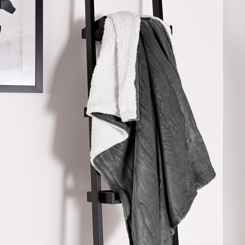 Coperta Sherpa - Pile Sherpa di Flanella Grigio 05