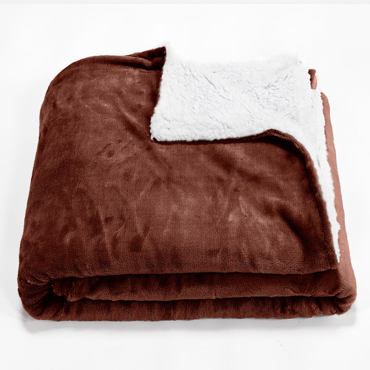 Coperta Sherpa - Pile Sherpa di Flanella Marrone 01