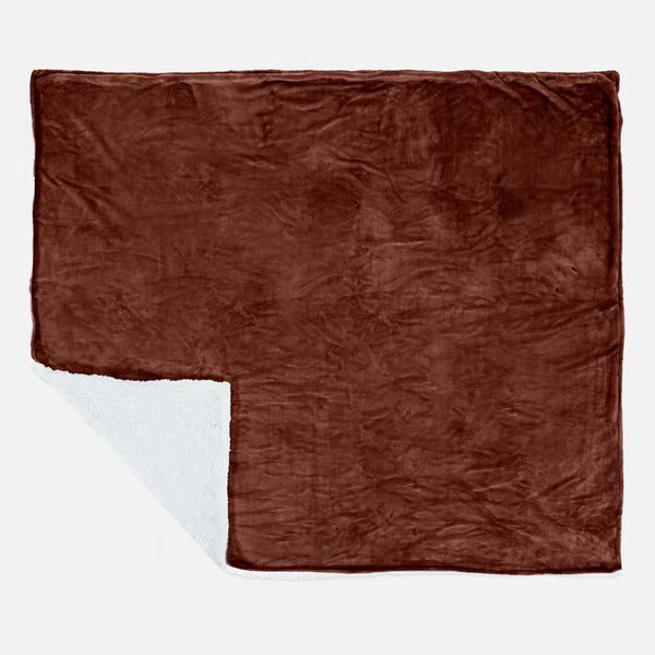 Coperta Sherpa - Pile Sherpa di Flanella Marrone 01