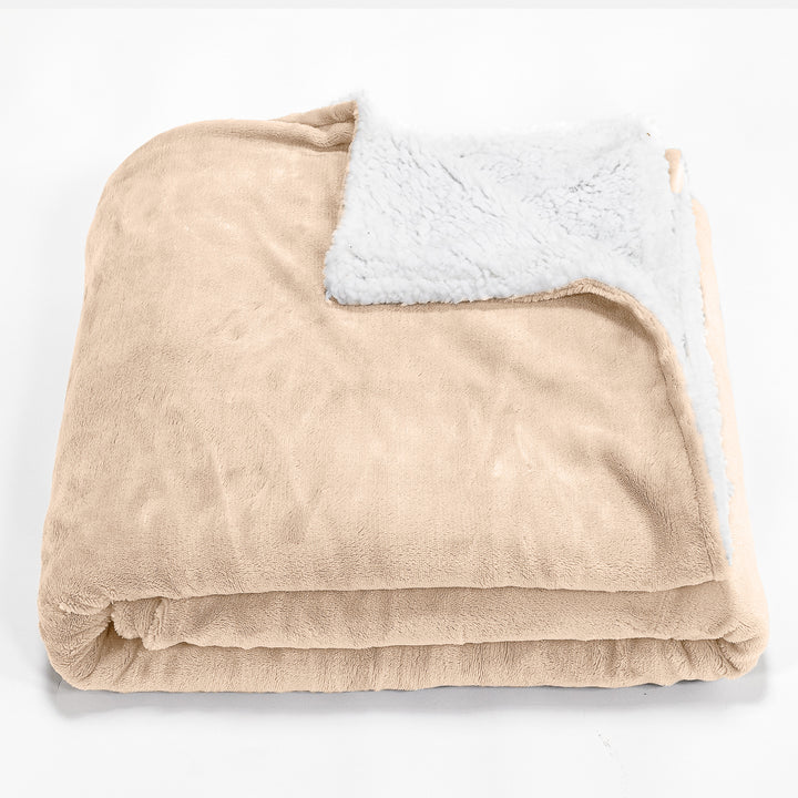Coperta Sherpa - Pile Sherpa di Flanella Panna 01