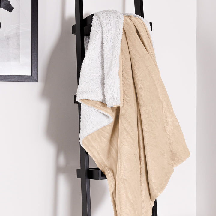 Coperta Sherpa - Pile Sherpa di Flanella Panna 05