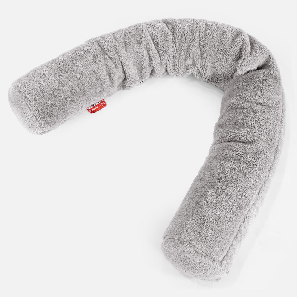 Cuscino Gigante Del Collo, C150L CloudSac, Pieno De Fiocchi Di Lattice e Poliestere - Eco-pelliccia Orsacchiotto Grigio Medio 01