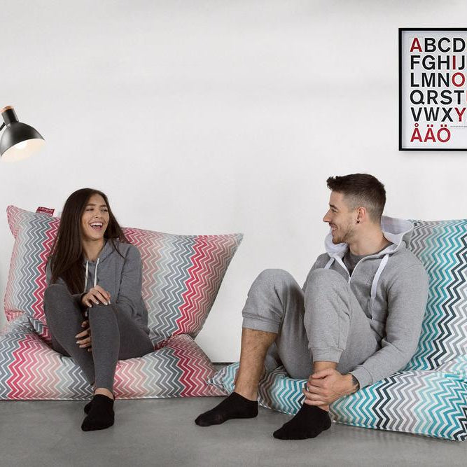 LOUNGE PUG - Cuscino Pouf Sacco XL - Stampa Geometrica Chevron  Alzavola