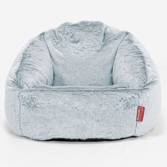 Poltrona a Sacco Bubble - Eco-pelliccia di Coniglio Azzurro Polvere 01