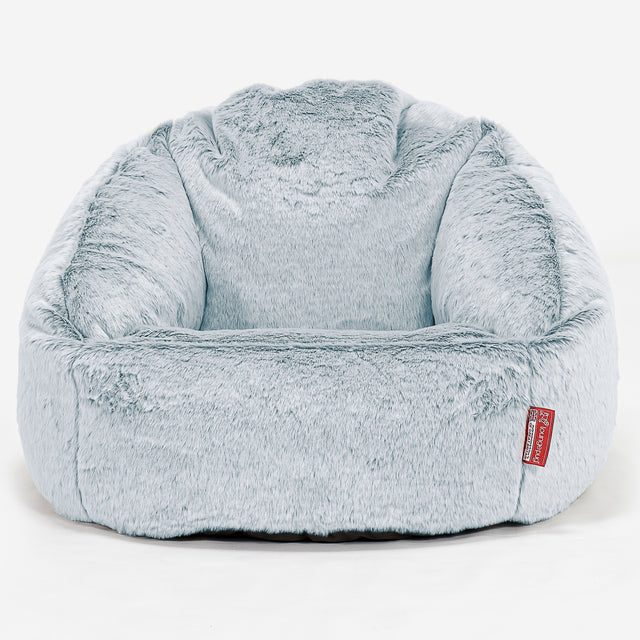 Poltrona a Sacco Bubble - Eco-pelliccia di Coniglio Azzurro Polvere 01