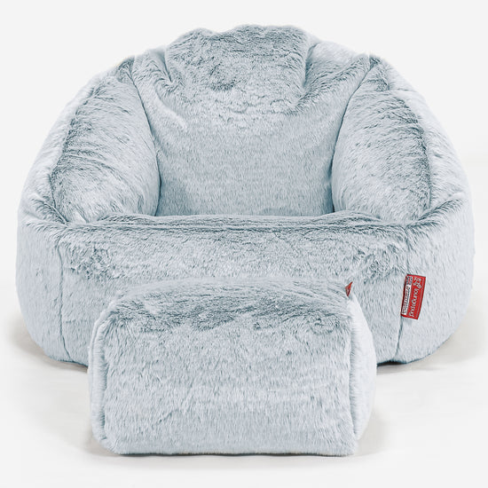 Poltrona a Sacco Bubble - Eco-pelliccia di Coniglio Azzurro Polvere 02