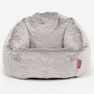 Poltrona a Sacco Bubble - Eco-pelliccia di Coniglio Grigio Chiaro