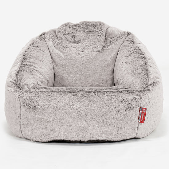 Poltrona a Sacco Bubble - Eco-pelliccia di Coniglio Grigio Chiaro 01